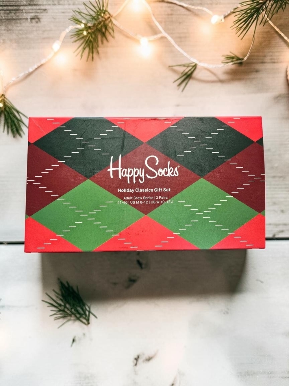 Happy Socks Holiday Classics 3 Pair Gift Set Christmas Crew Socks NIB